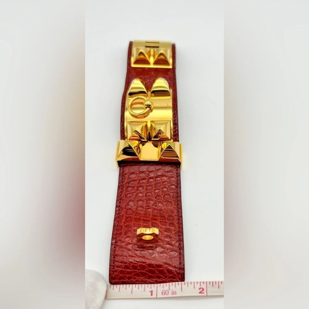 Hermes CDC Collier de Chien Rouge H Red Alligator Croc GHW Guc Size M 2012